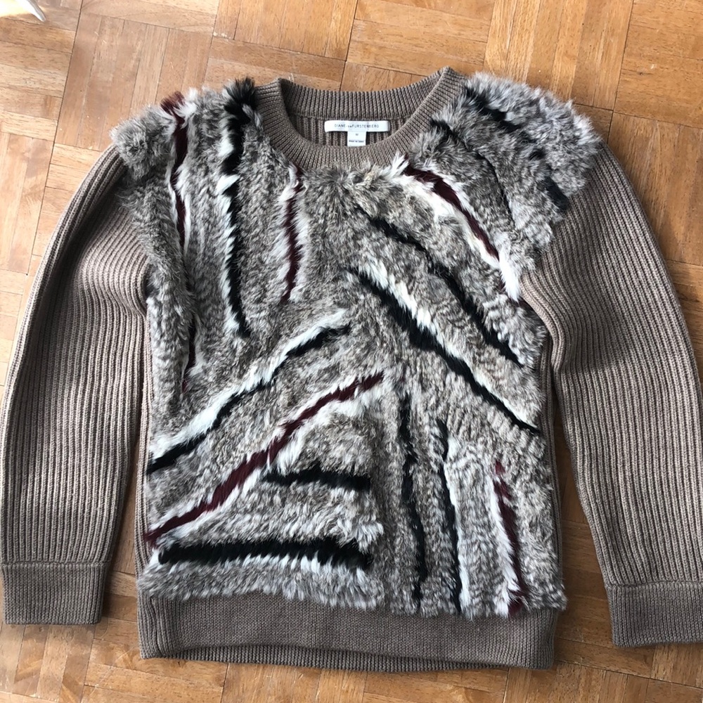 Diane Von Furtsenberg Jameson Merino Rabbit Fur Sweater